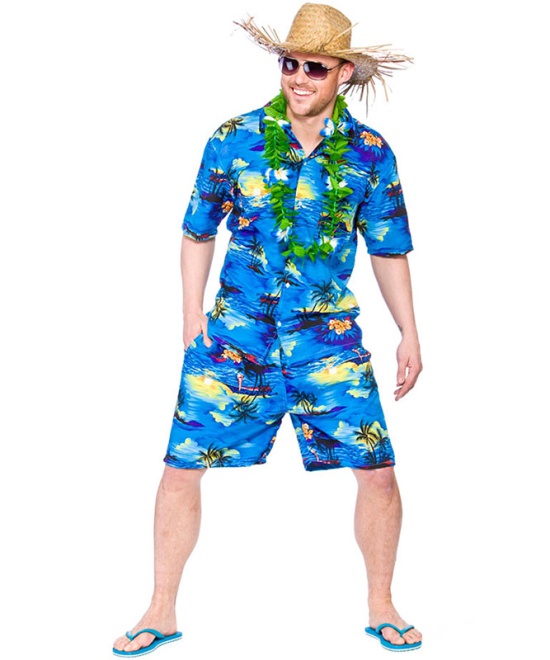 Hawaiian Shorts & Shirt (Blue)