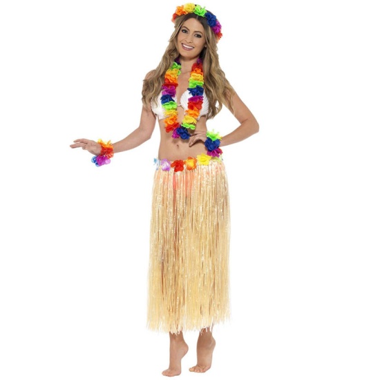 Hawaiian Skirt and Lei Set