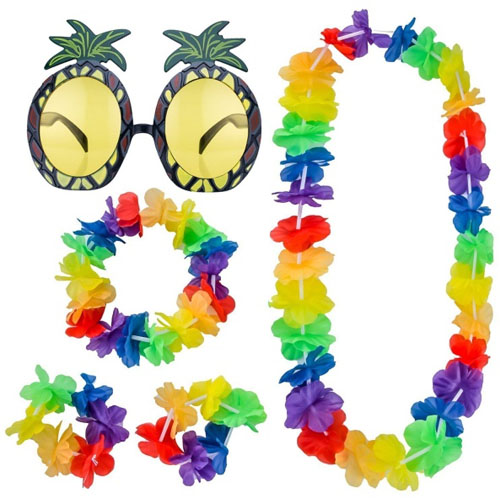 Lei Set And Pineapple Glasses