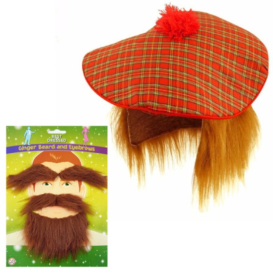 Scottish Hat With Beard & Eyebrows