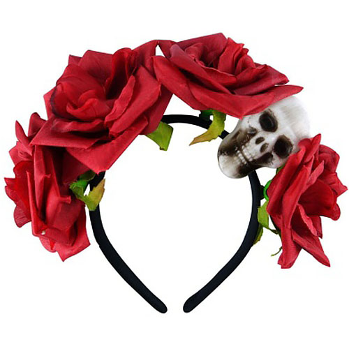 Red Rose Skull Headband
