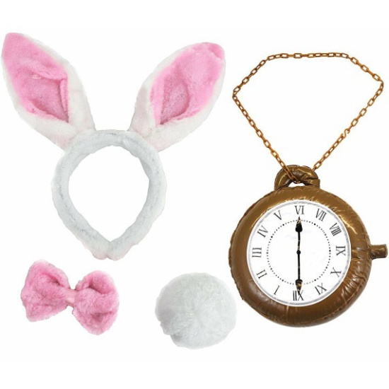Bunny Set with Clock - White and Pink
