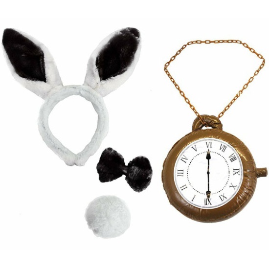 Bunny Set with Clock - White and Black