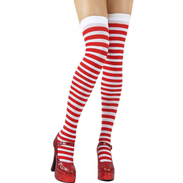 Joke Shop - Red and White Striped Stockings