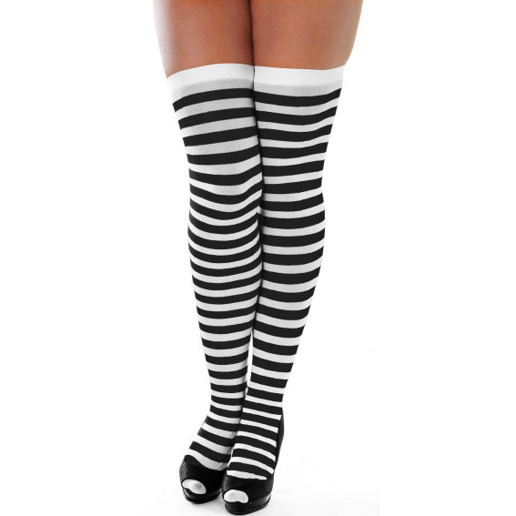 Joke Shop - Black and White Striped Stockings