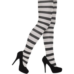 Tights - Black and White Striped 