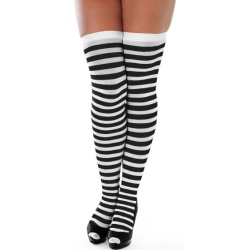 Stockings - Black and White Striped 