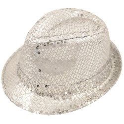 Silver Sequin Gangster Hat