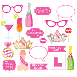 Hen Party Photo Booth Props on Sticks