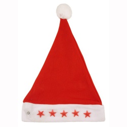 Santa Hat with Light Up Stars 