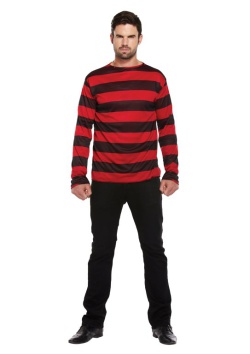 Red & Black Striped Top Adult Fancy Dress