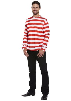 Red & White Striped Top Adult Fancy Dress