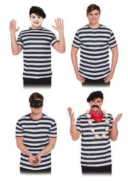 Striped Black & White Top Adult Fancy Dress