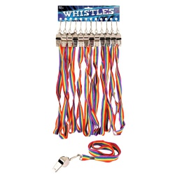 Metal Whistle With Pride Cord