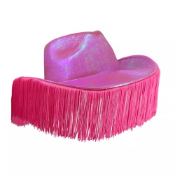 Cowboy Hat With Tassles - Metallic Pink