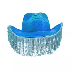 Cowboy Hat With Tassles - Metallic Blue