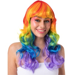 Long Curly Rainbow Wig