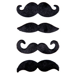 4pc Funny Moustaches - Black