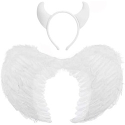 Devil Horns & Wings Set - White