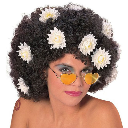 Curly Wig with Daisies
