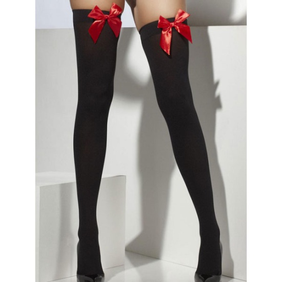 Black Stockings With Red Bow