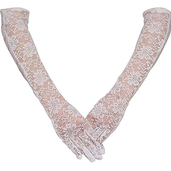Long Lace Gloves (White)