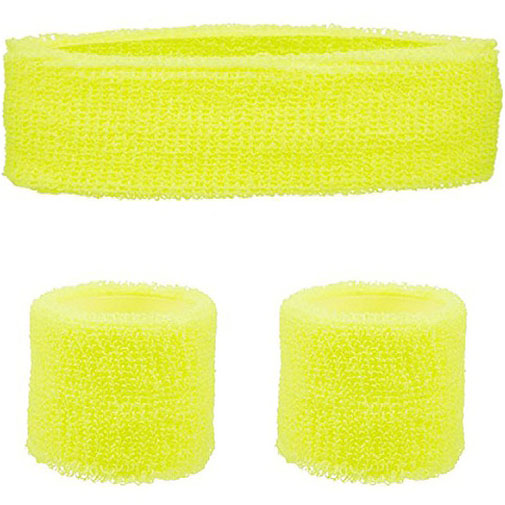 Neon Yellow Sweatband Set