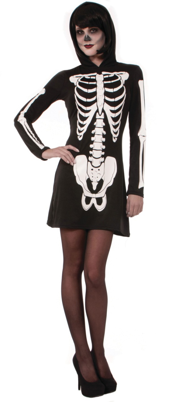 Skeleton Hooded Mini Dress 