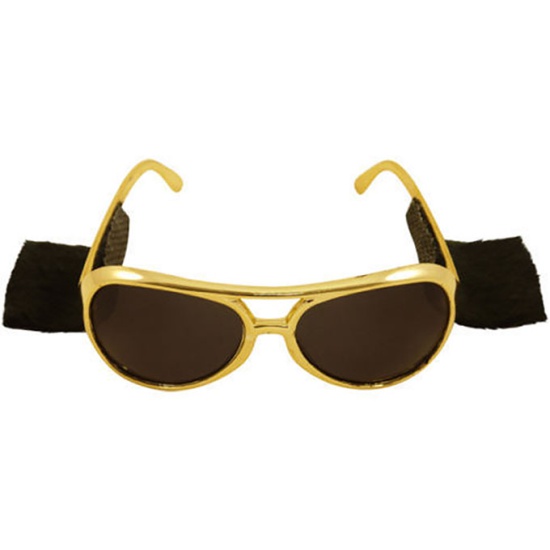 Elvis Glasses With Sideburns (Gold)