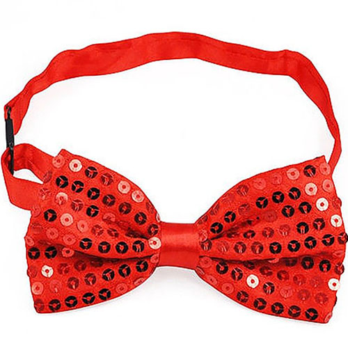 Sequin Bow Tie - Red