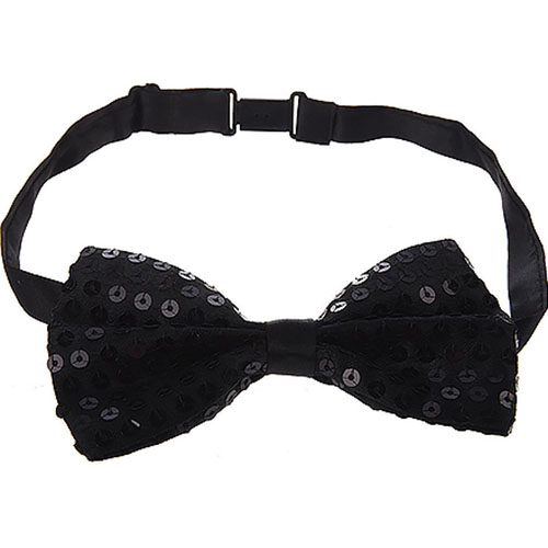 Sequin Bow Tie - Black