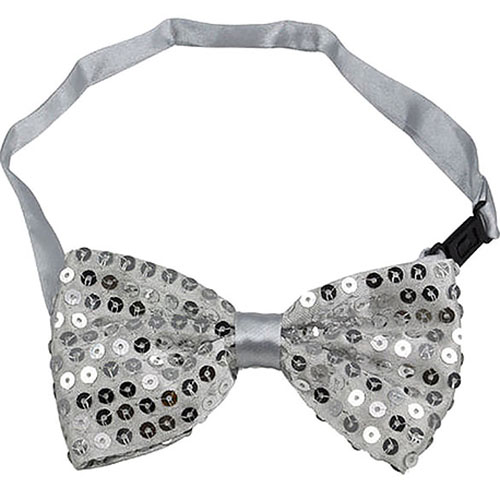 Sequin Bow Tie - Silver