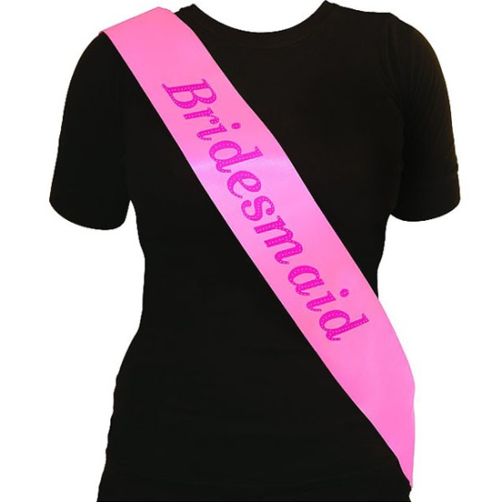 Bridesmaid Sash (Pink with Pink Text)