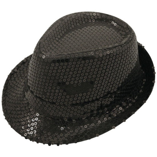 Black Sequin Gangster Hat