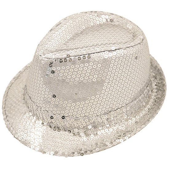 Silver Sequin Gangster Hat