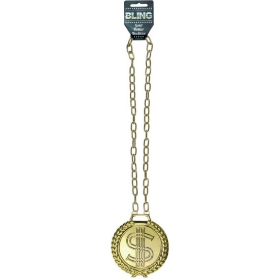 Round Gold Dollar Sign Necklace