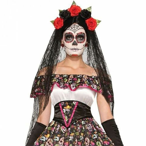 Day Of The Dead Veil Headband