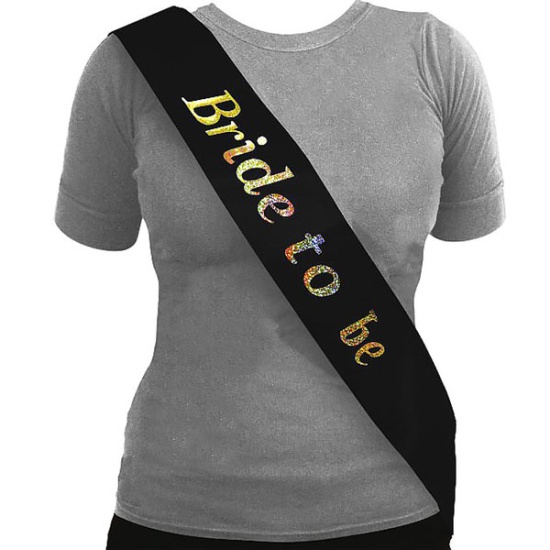 Bride to Be Sash (Black/Holograhic)