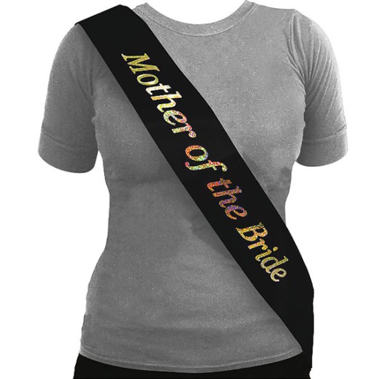 Mother of the Bride Sash (Black/Holographic)