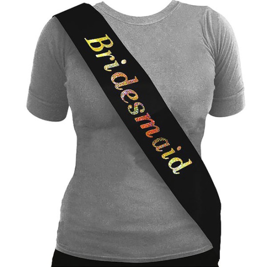 Bridesmaid Sash (Black/Holographic)