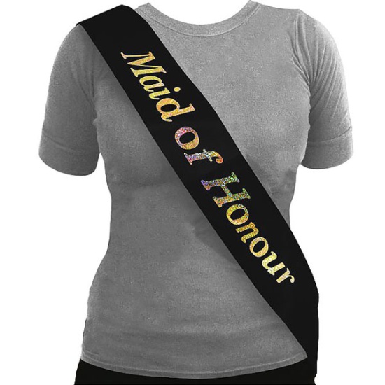 Maid of Honour Sash (Black/Holographic)