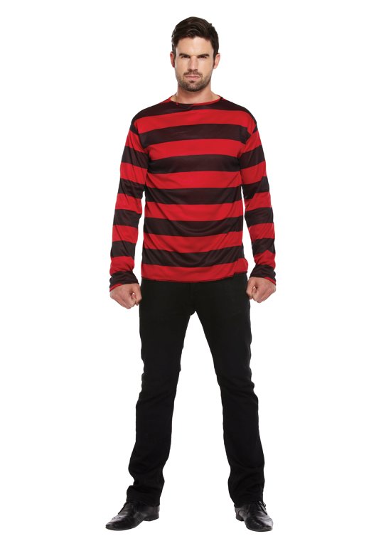 Red/Black Striped Top Adult Fancy Dress