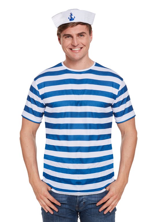 Striped Blue/White Top Adult Fancy Dress