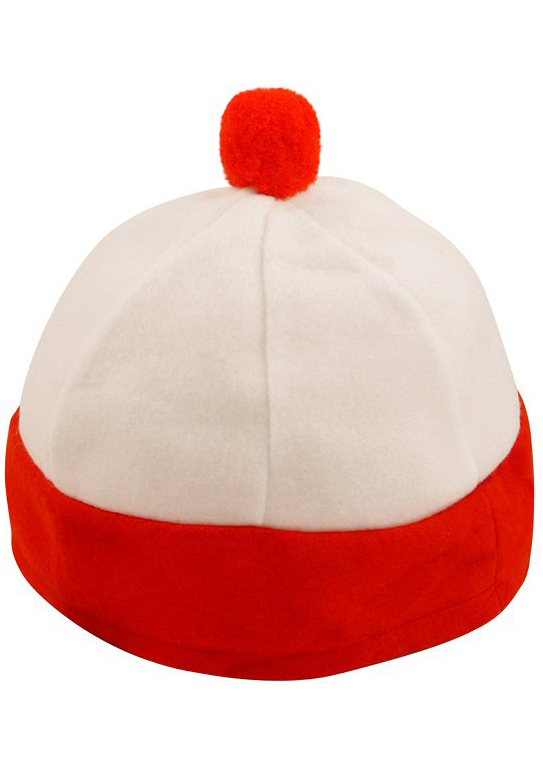 Adult's Red and White Bobble Hat