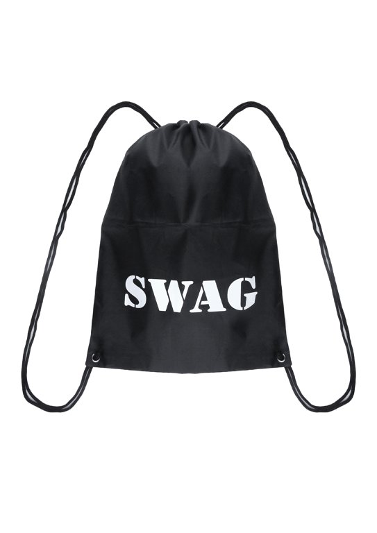 Black Swag Bag with Print
