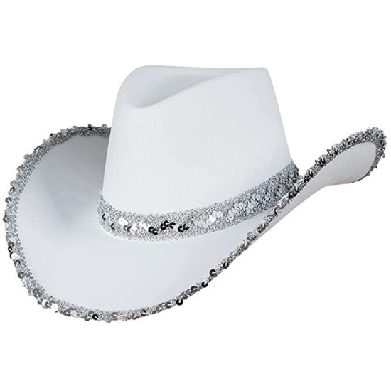 White Sequin Cowboy Hat