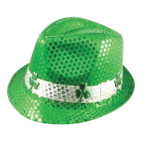 Irish Shamrock Sequin Gangster Hat