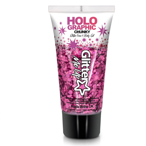 Holographic Chunky Glitter Gel - Princess Pink 50ml