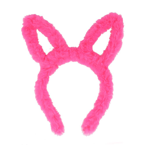 Hot Pink Fluffy Bunny Ears Headband