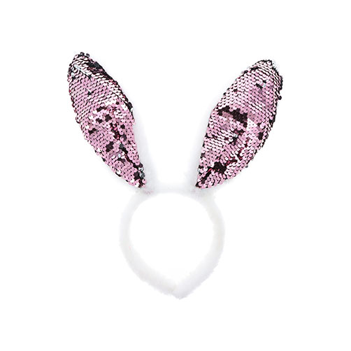 White Sequin Bunny Ears Headband